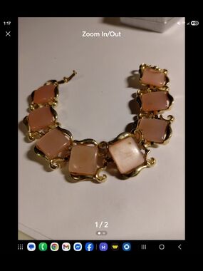 vintage Gold-Plated Bracelet with Pink thermosite Squares